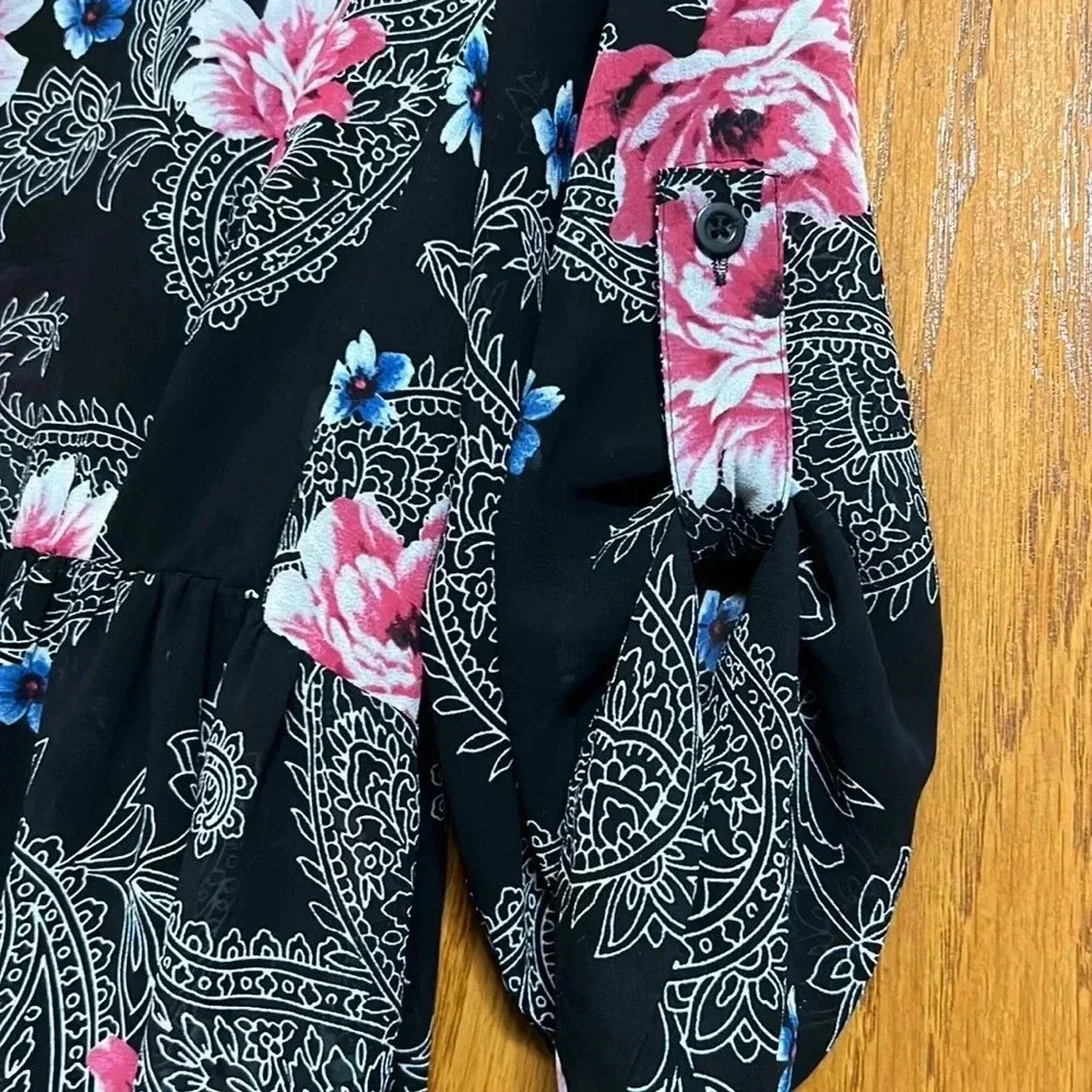 Torrid Paisley Print Chiffon Button Front Hi-Low‎ Top - Picture 5 of 8